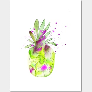 Watercolor pineapple Posters and Art